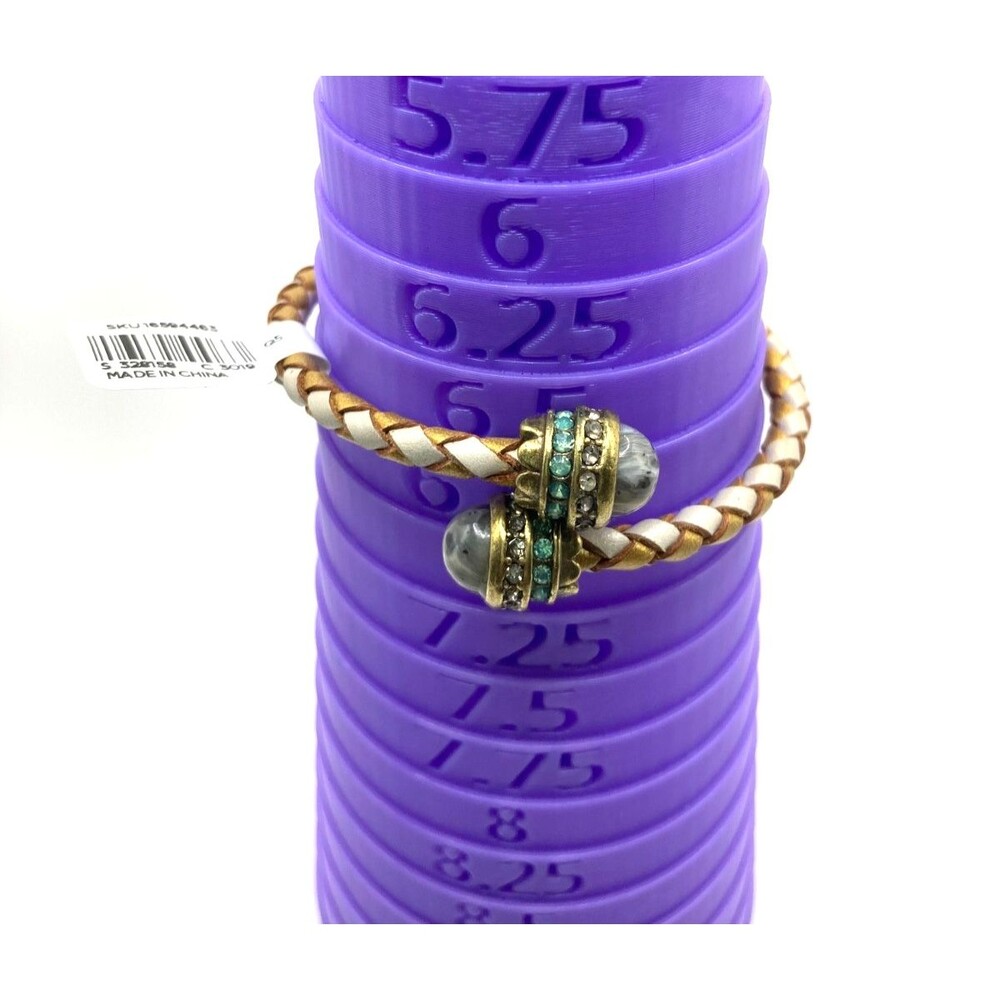 LOFT Braided Woven Wrap Bracelet Gold Tone Faux Stone & Rhinestone End Accents